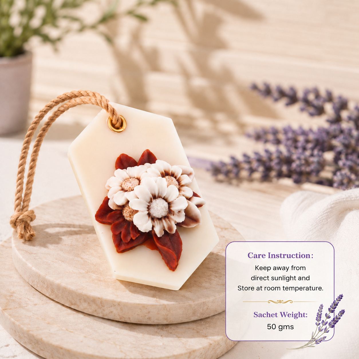 Rasa Nirvana Lavender Floral Soy Wax Sachet Wardrobe Freshener - 50g